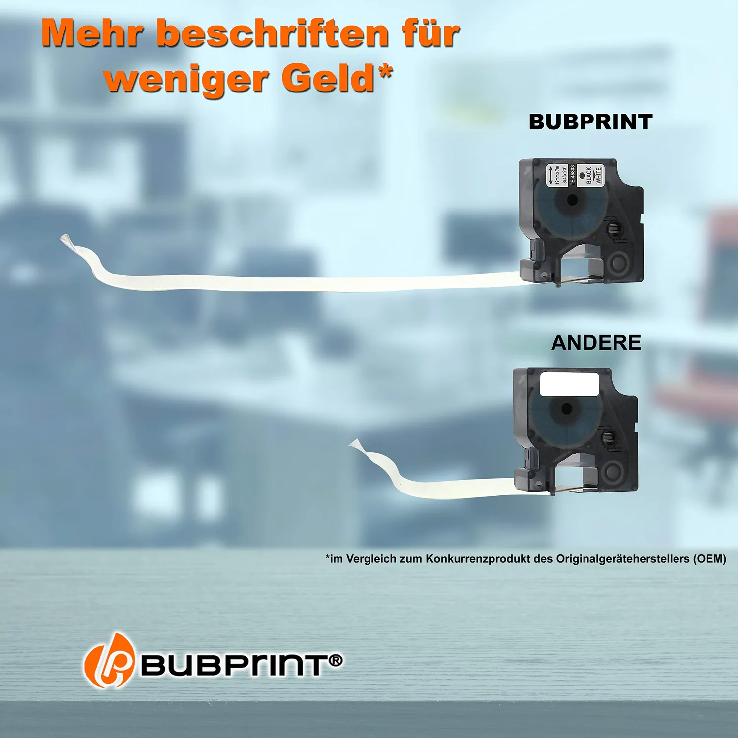 Bubprint D1 45803 Schriftband 19mm weiß kompatibel