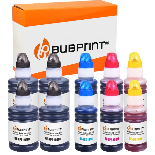 Bubprint 104 Tintenpatronen kompatibel für Epson EcoTank