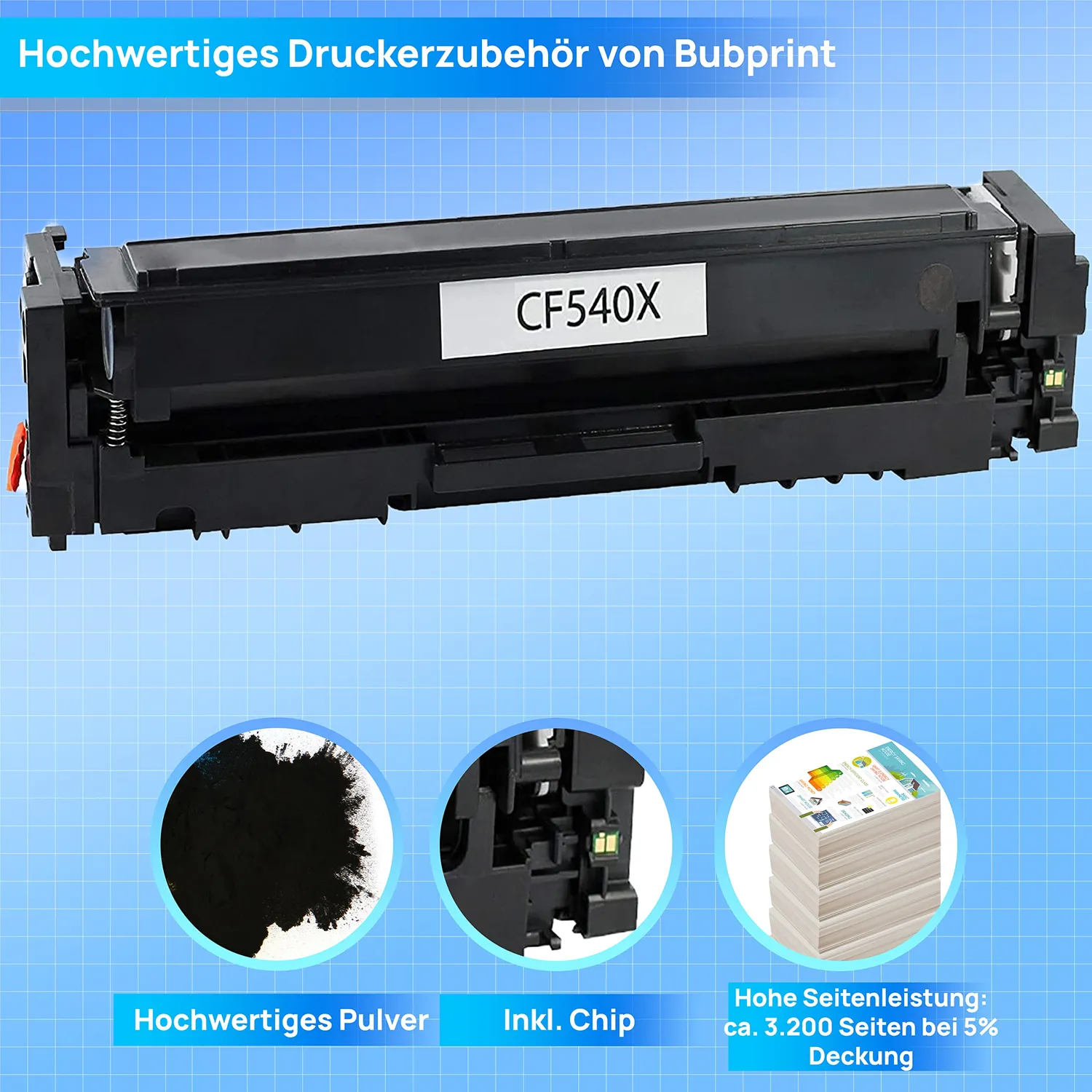 Bubprint 203X CF540X Toner kompatibel hohe Seitenleistung