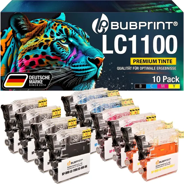 Bubprint Brother LC-1100 LC-980 Druckerpatronen 10er-Pack kompatibel