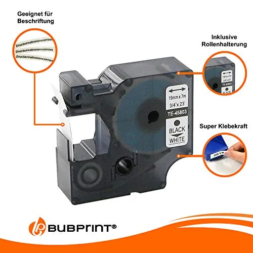 Bubprint D1 45803 Schriftband 19mm weiß kompatibel