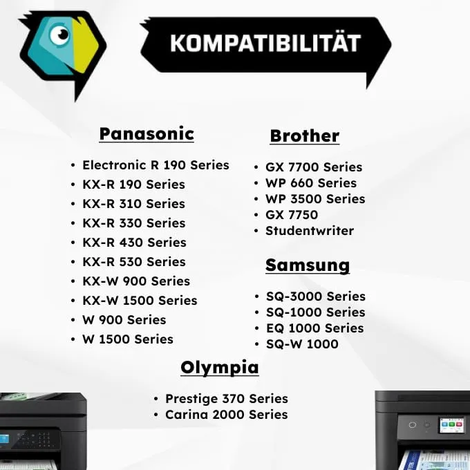 Inkadoo 1032 Farbband Schwarz für Brother Schreibmaschine kompatibel