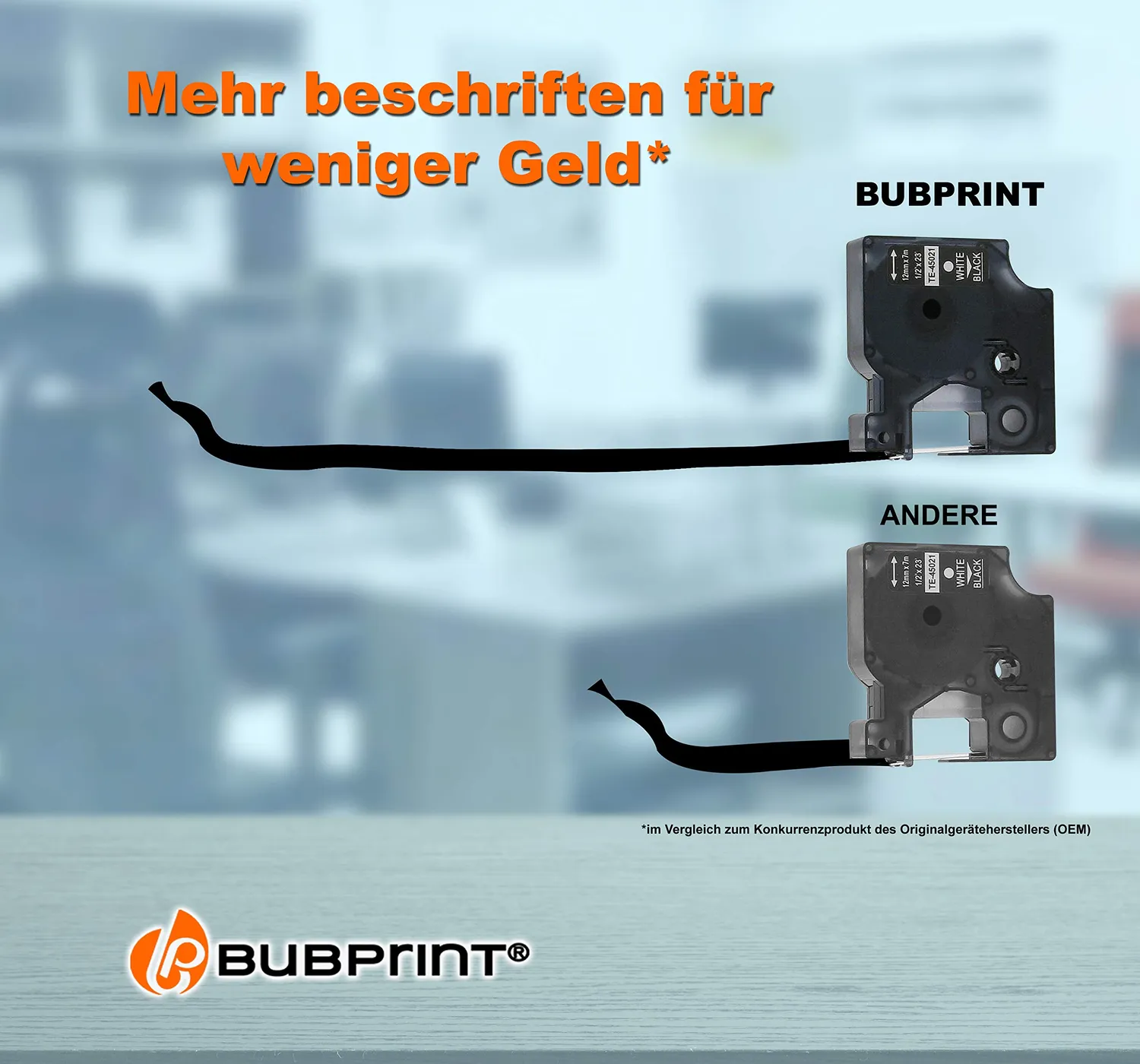 Bubprint 45021 S0720610 Schriftband schwarz 12mm