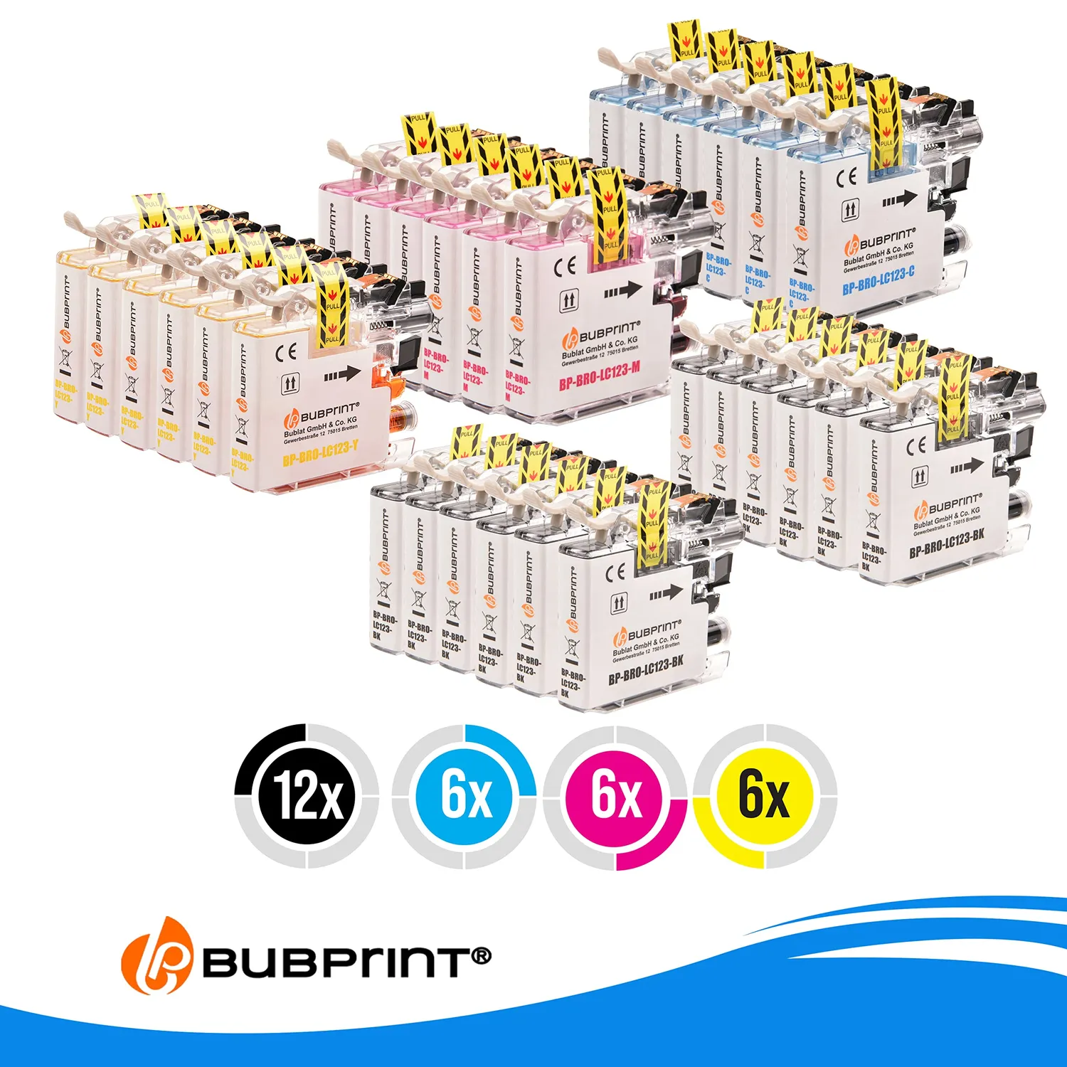 Bubprint LC-123 Druckerpatronen 30er-Pack Mehrfarbig kompatibel