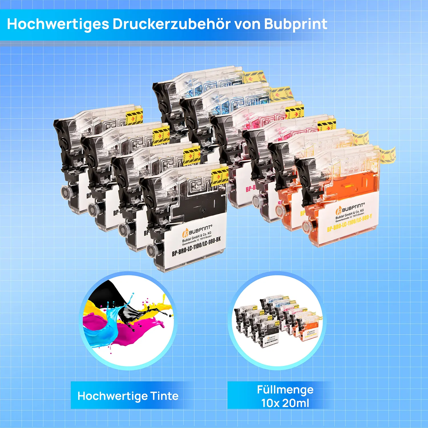 Bubprint Brother LC-1100 LC-980 Druckerpatronen 10er-Pack kompatibel